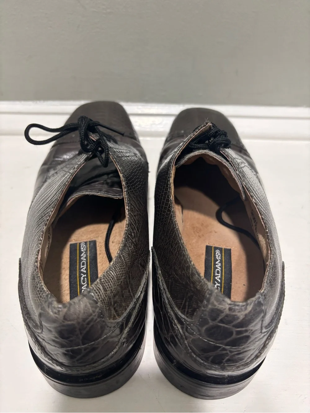 Stacy Adam’s Men's Hunter Green Genuine Snake Skin Leather Oxford Dress Shoes-10